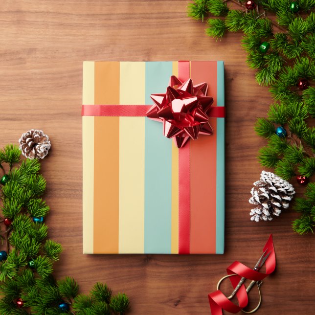 Retro striped colour pattern wrapping paper (Holiday Gift)