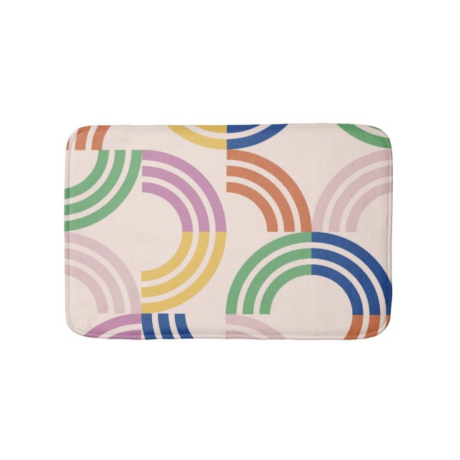 Retro Striped Curves Geometric Background Bath Mat (Front)