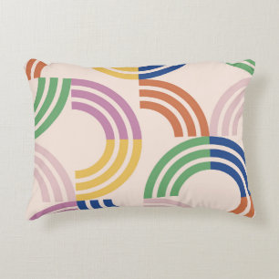 Retro Striped Curves Geometric Background Decorative Cushion