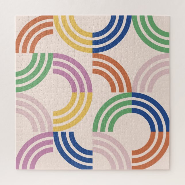 Retro Striped Curves Geometric Background Jigsaw Puzzle (Vertical)