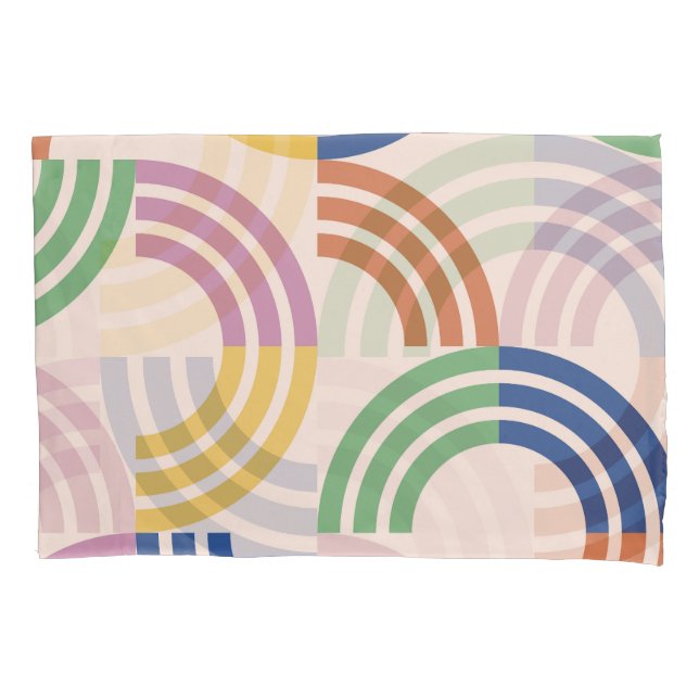 Retro Striped Curves Geometric Background Pillowcase (Front)