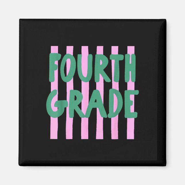 Retro striped fourth grade back to school 4th magnet (Front)