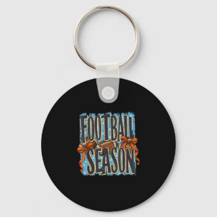 Retro striped funny fall game day football season key ring
