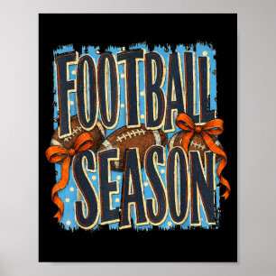 Retro striped funny fall game day football season poster