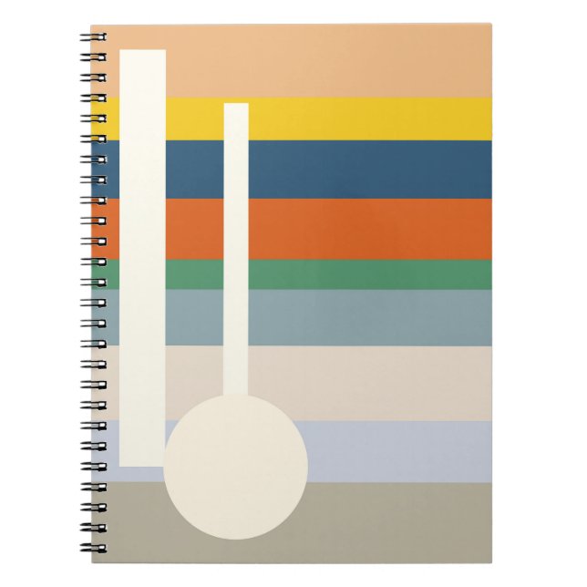 Retro Striped Geometric Abstract Design Notebook (Front)