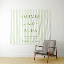 Retro Striped Green Personalised Wedding