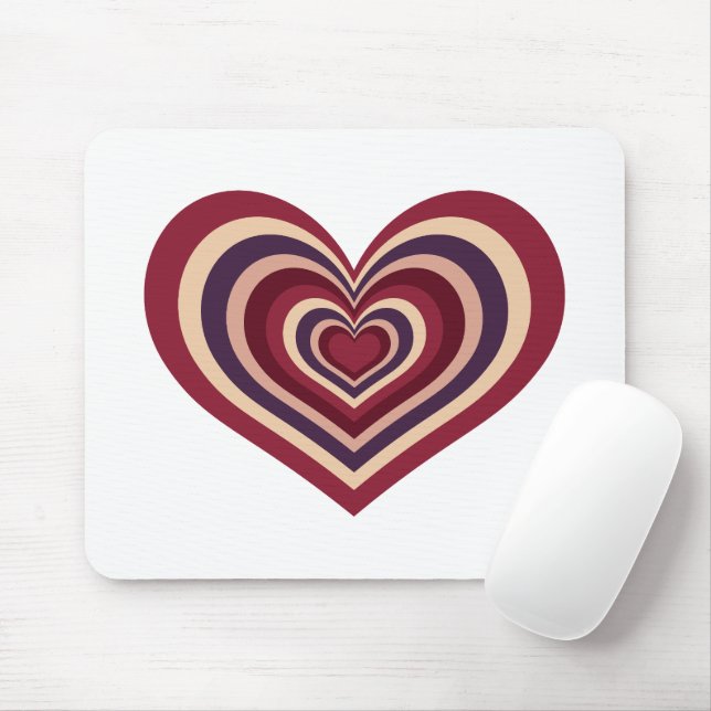 Retro Striped Heart Mouse Pad (With Mouse)