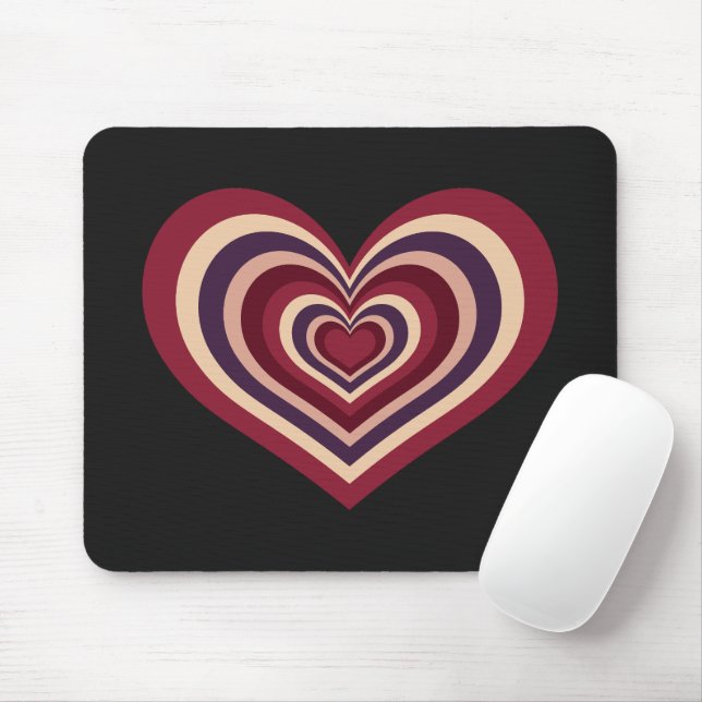 Retro Striped Heart Mouse Pad (With Mouse)