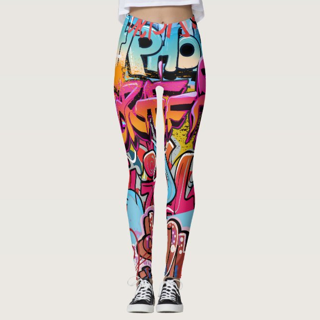 Retro Striped Interior Design. Leggings (Front)