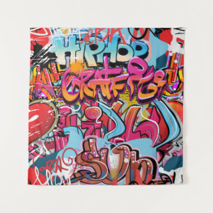 Retro Striped Interior Design. Tapestry