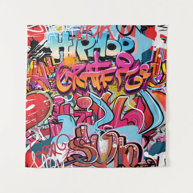 Retro Striped Interior Design. Tapestry (Front)