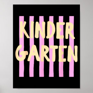 Retro striped kindergarten back to school student poster