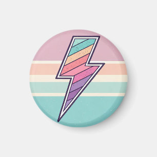 Retro Striped Lightning Bolt Magnet