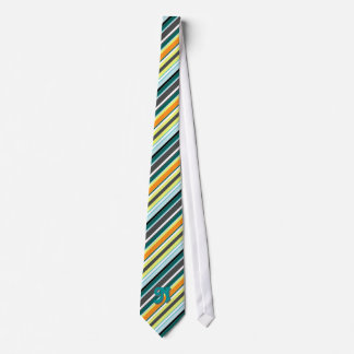 retro striped monogram tie