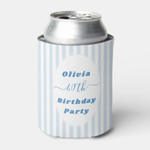 Retro Striped Personalised 40th Birthday Photo Can Cooler