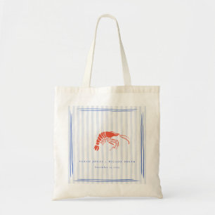 Retro Striped Red Blue Lobster Coastal Wedding Tote Bag