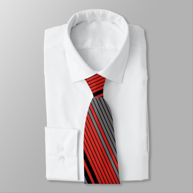 Retro striped red, grey, black ties (Tied)
