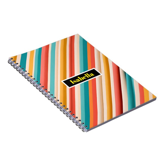 Retro Striped Spiral Notebook | Colourful Geometri (Right Side)
