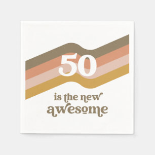Retro Stripes 50th Birthday Party Napkins