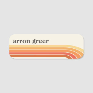 Retro Stripes 70's 80s Orange Yellow Name Tag