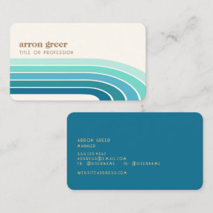 Retro Stripes 70's 80s Teal Blue Business Card