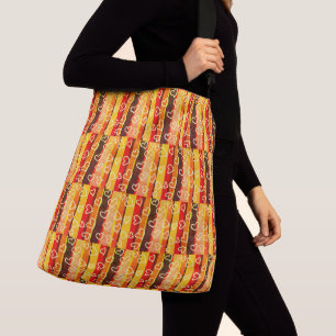 Retro Stripes and Hearts Multi Colour Crossbody Bag