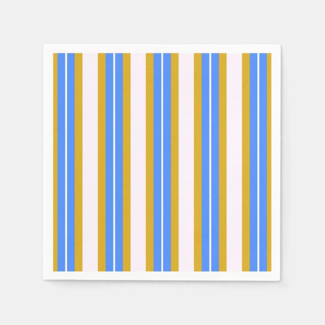 Retro Stripes - Blue Yellow Napkin (Front)