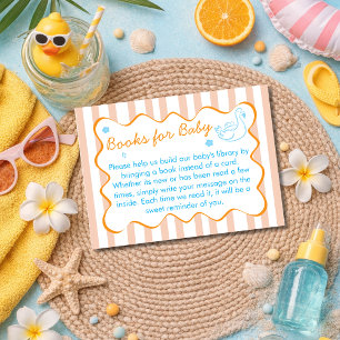Retro Stripes Books For Baby Summer Baby Shower  Enclosure Card