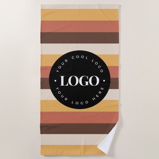 Retro Stripes Business Company Logo Welcome 60s 70 Beach Towel (Front)