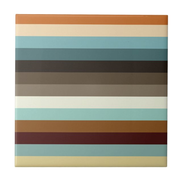 Retro Stripes Ceramic Tile (Front)
