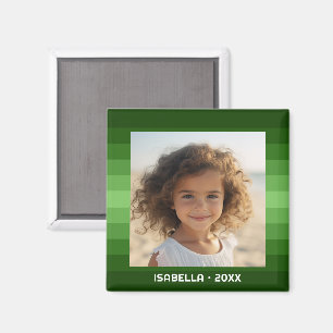 Retro Stripes - Christmas Green - Simple Photo Magnet