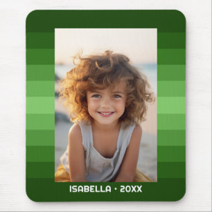 Retro Stripes - Christmas Green - Simple Photo Mouse Pad
