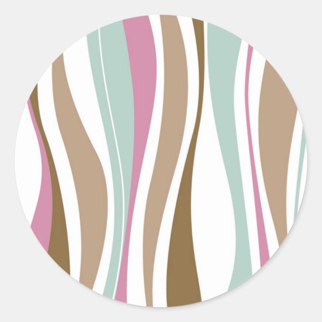 Retro Stripes Classic Round Sticker (Front)