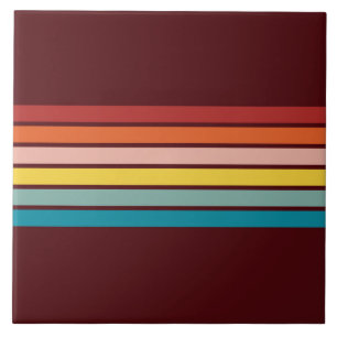 Retro Stripes Colorful Striped 70s 80s Design Ceramic Tile