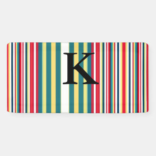Retro stripes colourful add monogram initial lette banner