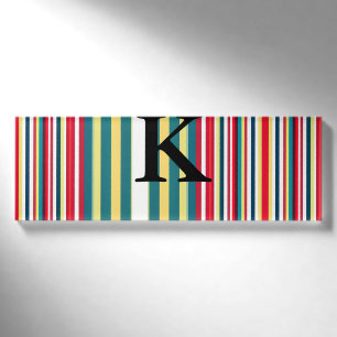 Retro stripes colourful add monogram initial lette name tag