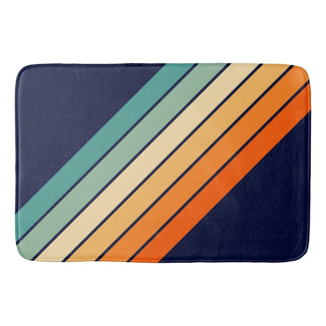 Retro Stripes Colourful Striped 70s 80s Design Bath Mat (Front)