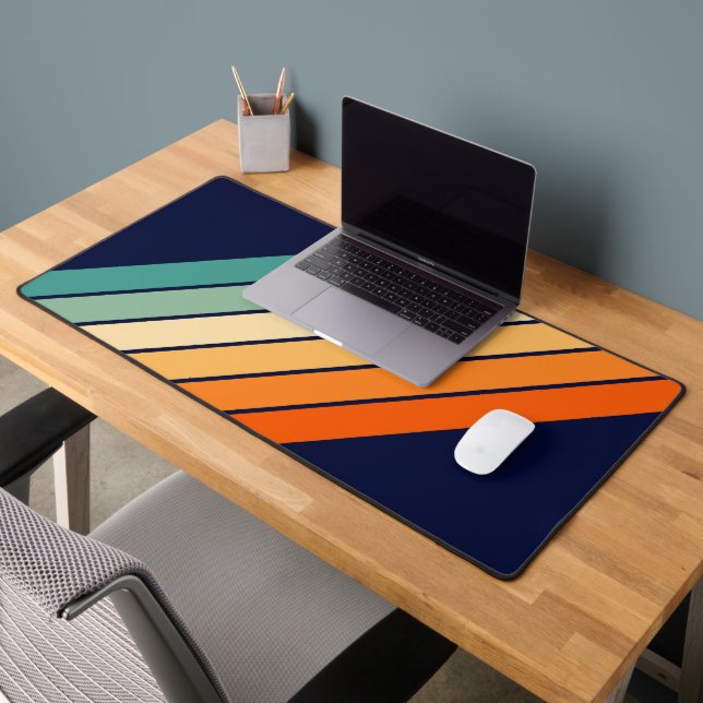 Retro Stripes Colourful Striped 70s 80s Design Desk Mat (Office 2)