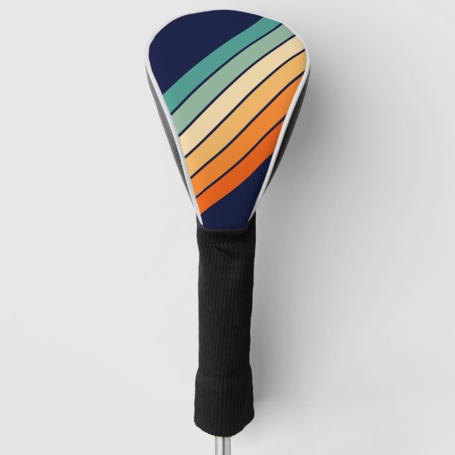 Retro Stripes Colourful Striped 70s 80s Design Golf Head Cover (Front)