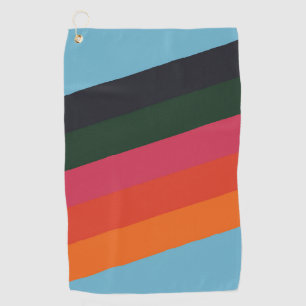 Retro Stripes Colourful Striped 70s 80s Design Golf Towel