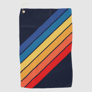 Retro Stripes Colourful Striped 70s 80s Design Golf Towel