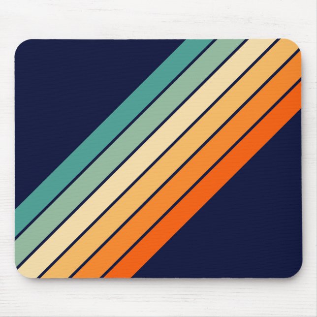 Retro Stripes Colourful Striped 70s 80s Design Mouse Pad (Front)
