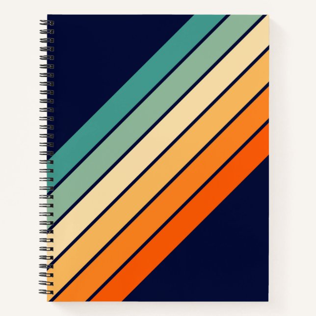 Retro Stripes Colourful Striped 70s 80s Design Notebook (Front)