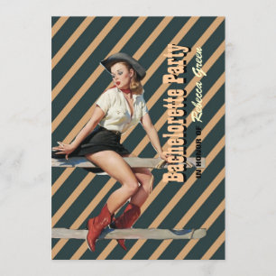 retro stripes cowgirl western bachelorette party invitation