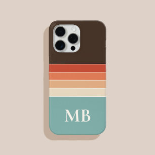 Retro Stripes Custom Monogram iPhone 15 Pro Max Case
