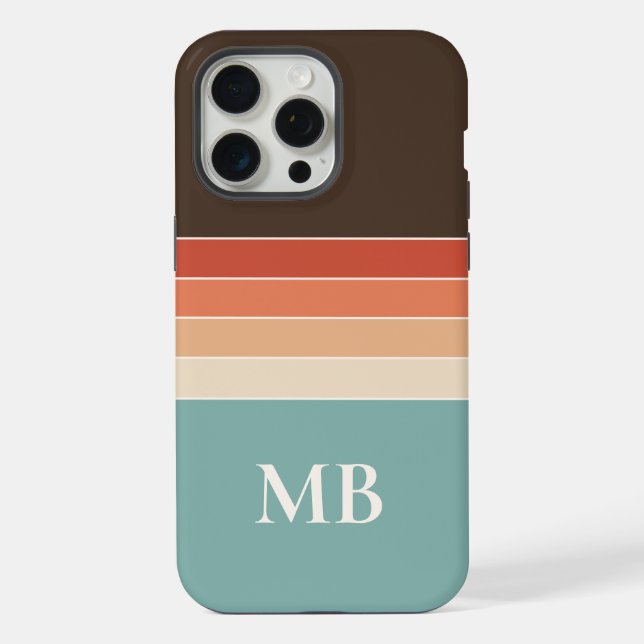 Retro Stripes Custom Monogram iPhone Case (Back)