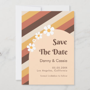 Retro Stripes & Daisy Floral 60s 70s Groovy Hippie Invitation
