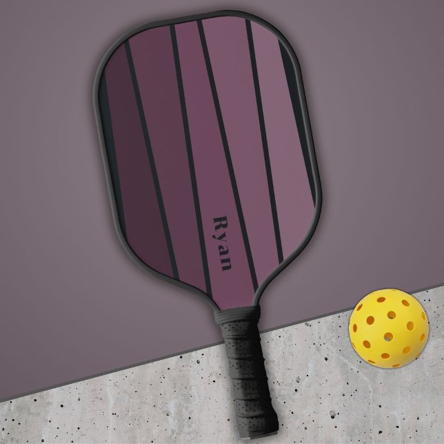 Retro Stripes Dark Eggplant Colours Pickleball Paddle (Creator Uploaded)