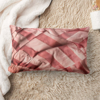 Retro Stripes Dusty Rose Blush Pink Ruffle Look Lumbar Cushion
