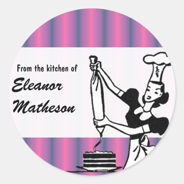 Retro Stripes "From the Kitchen" sticker (Front)